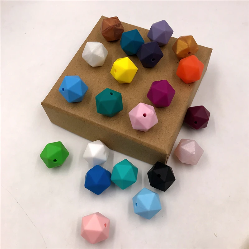 Разноцветные полиугольные бусины Icosahedral из пищевого силикона без бисфенола А 17