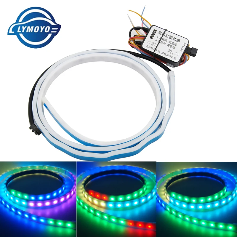 

LYMOYO 120CM Led trunk strip RGB Colorful flow bar for turning signal Luggage Compartment Lights dynamic blinkers led DRL Brake