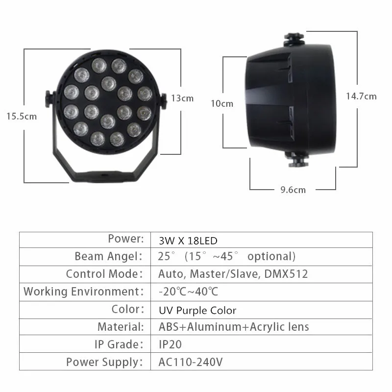 54 Вт УФ светодиодный сценический светильник 3x18 светодиодный S RGB DJ проектор DMX512 Master-slave диско светильник Точечный светильник дистанционный Звук Активированный контроль
