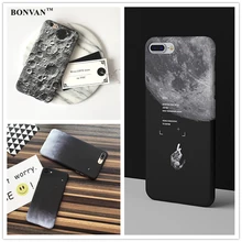 Мода звездное небо case для apple iphone 7 чехлы для телефона case мультфильм луна жесткий pc phone случаи обложка для бампер чехол на айфон 6s 6 7 plus плюс черный
