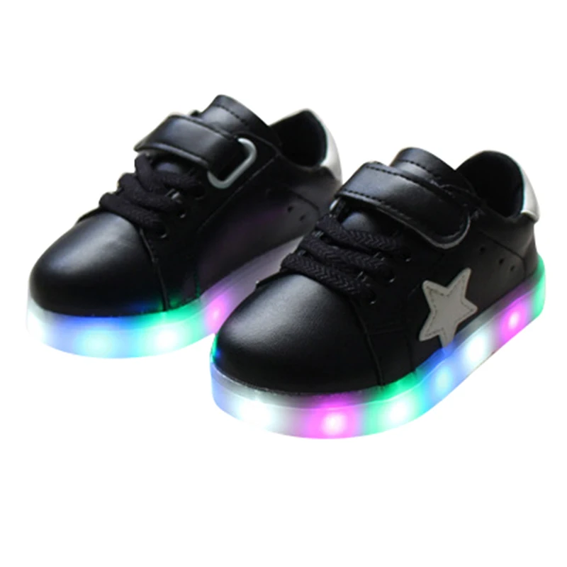 Toddler Boys Girls Star Bright Pu Leather Light Up Shoesboys light