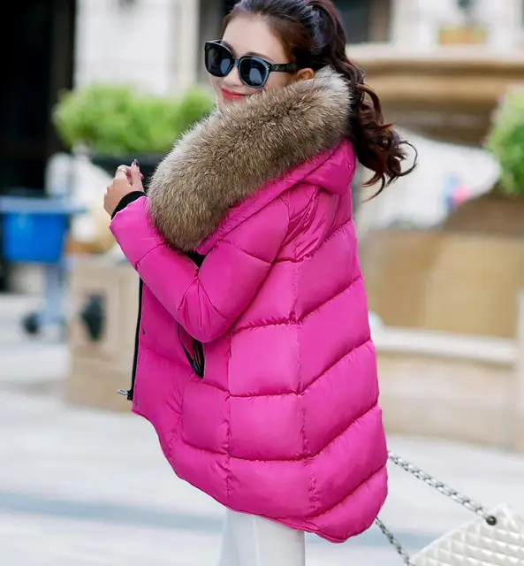 Womens Winter Jackets And Coats 2016 Fashion Elegant Fur Collar Hooded ...