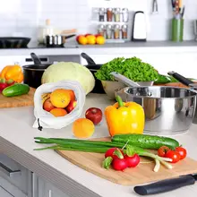 DCOS многоразовые сетчатые мешки для производства, моющиеся сетчатые мешки для фруктов и овощей с завязками для покупок и хранения, набор из 12