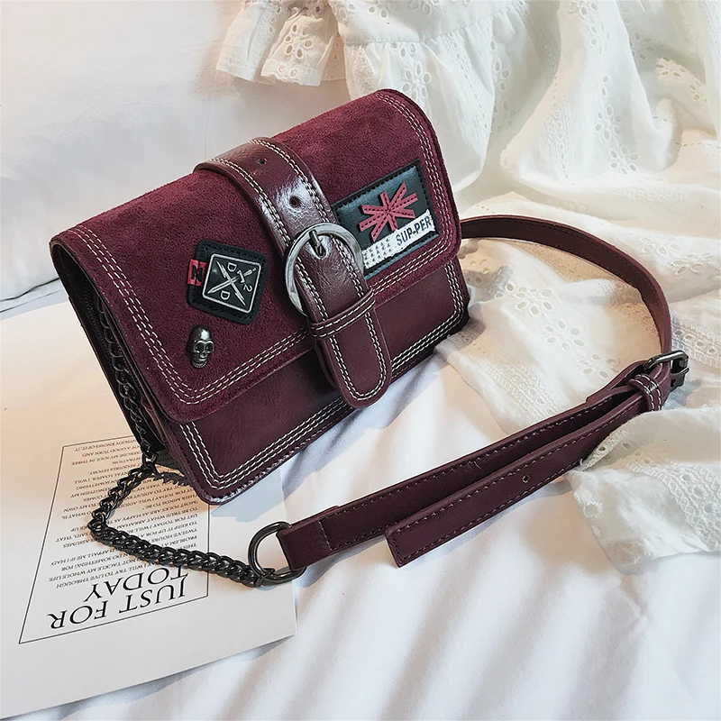 

Appliques crossbody bags for women leather handbags Belt buckle shoulder bag Chains women messenger bags mini 2018 famous brands