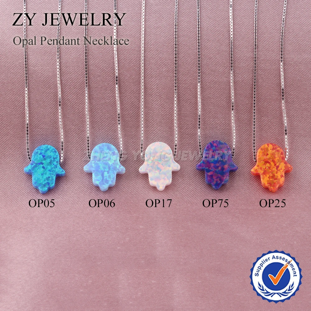 Модное ожерелье Hamsa из серебра 925 пробы с опалом 78 цветов 11 х13 мм|hamsa necklace|silver