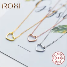 ROXI Настоящее серебро 925 проба ожерелье ювелирные изделия полое сердце кулон ожерелье милое колье Femme подарок девушки женское ожерелье