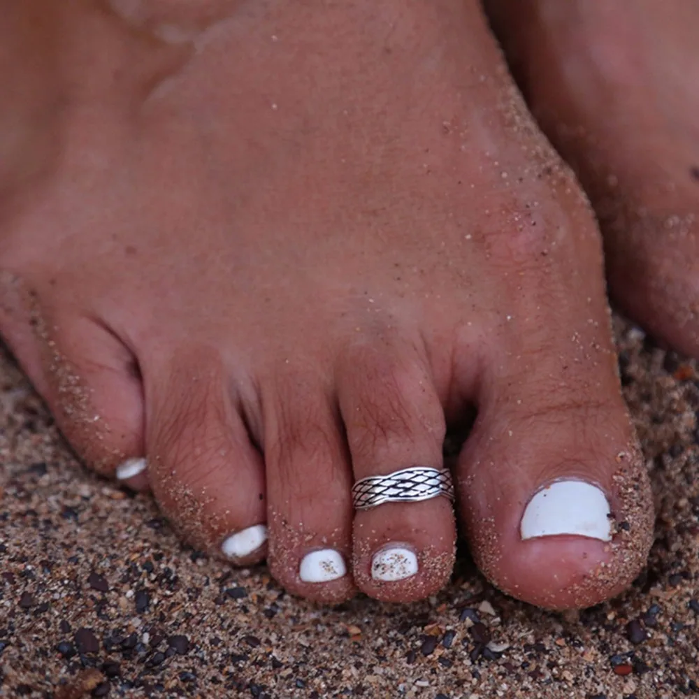 1 шт женское уникальное регулируемое кольцо на палец, ретро резное кольцо на палец ноги, Пляжное ювелирное изделие для ног#243219