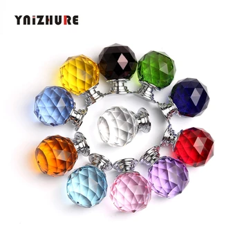 

1PCS 30mm Colors Crystal Ball Shape Glass Knobs Cupboard Pulls Drawer Knobs Kitchen Cabinet Handles Furniture Handle Hardware