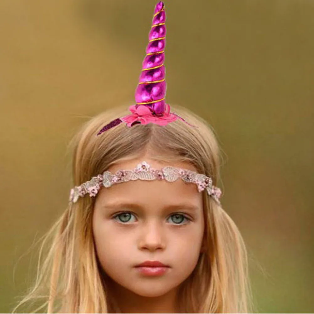 Unicorn Horns baby girl headbands Costume Headdress Colorful Hair Band