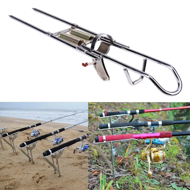 47 cm al aire libre de la caña de pescar de acero inoxidable automático de pesca Rod doble gatillo soporte Herramienta de pesca