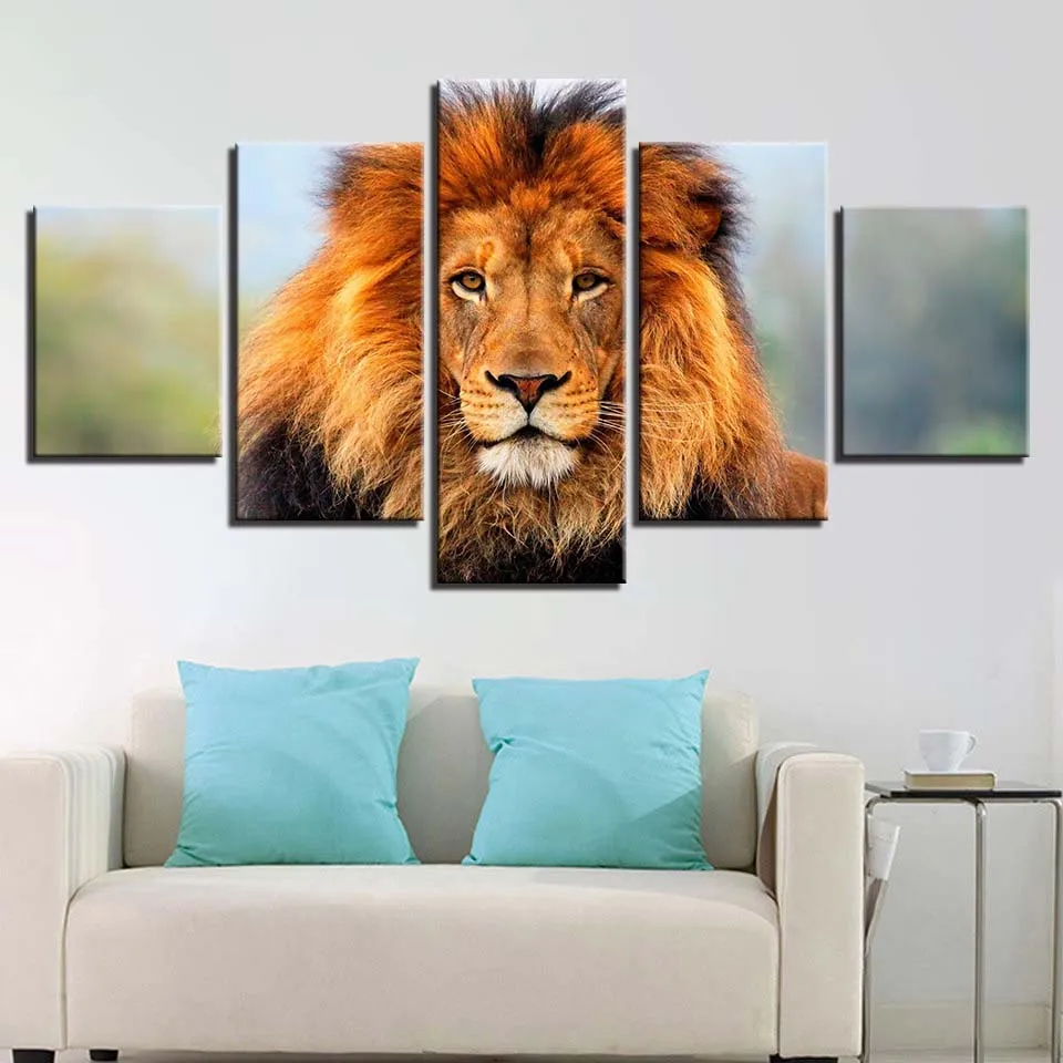 HD печатная модульная Картина на холсте 5 шт. картина с изображением Льва в виде животных рамки настенная художественная плакат для дома Современная для украшения гостиной
