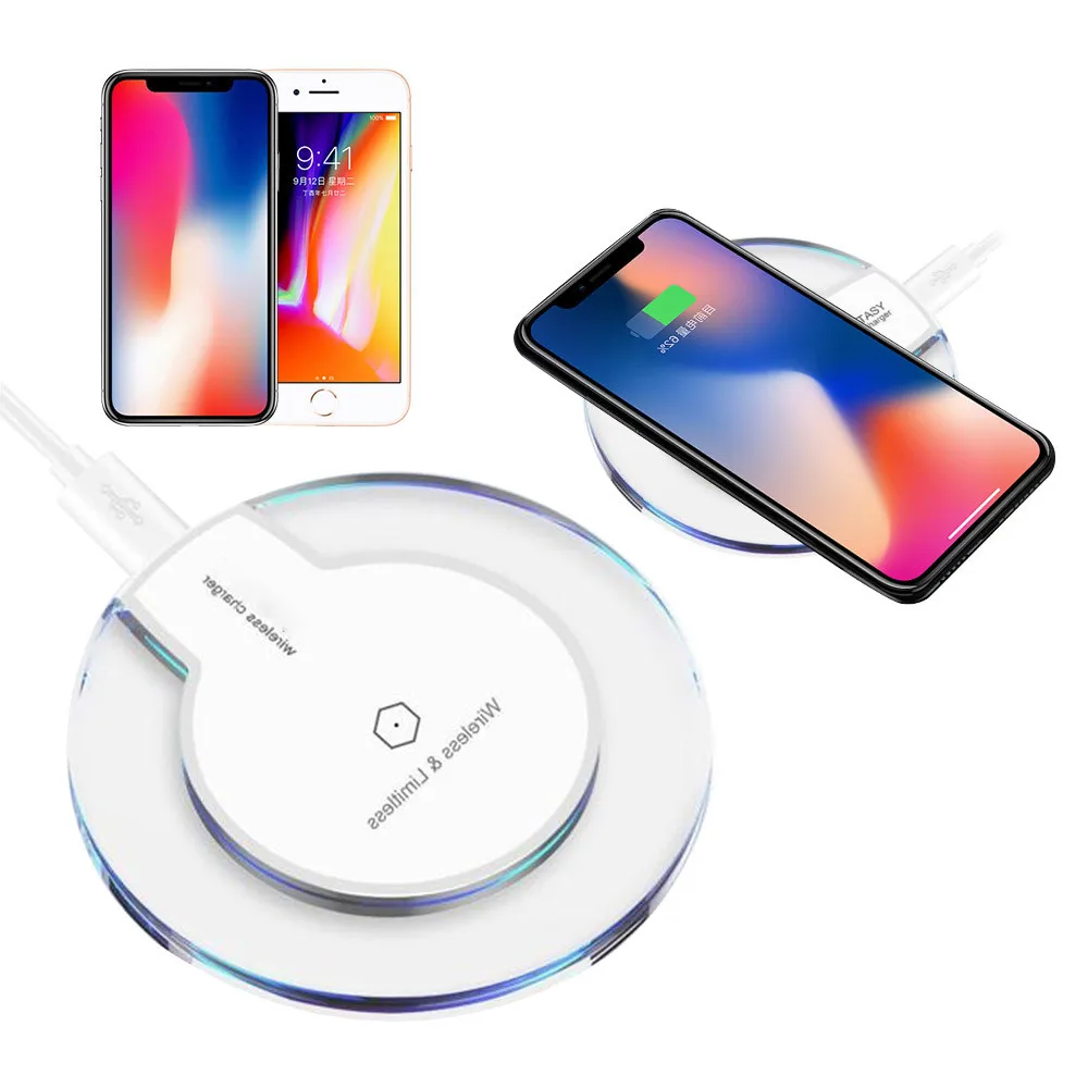 New Style Clear Qi Wireless Charger Charging Pad for IPhone 8/iPhone 8 Plus Battery Universal Phone Charger