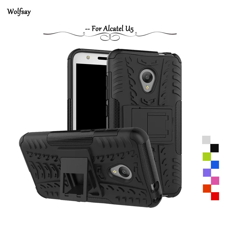 

Wolfsay For Case Alcatel U5 Cover Tough Impact Case For Alcatel U5 Cover For Alcatel U5 5047 5047D 5047Y Armor Rubber Fundas