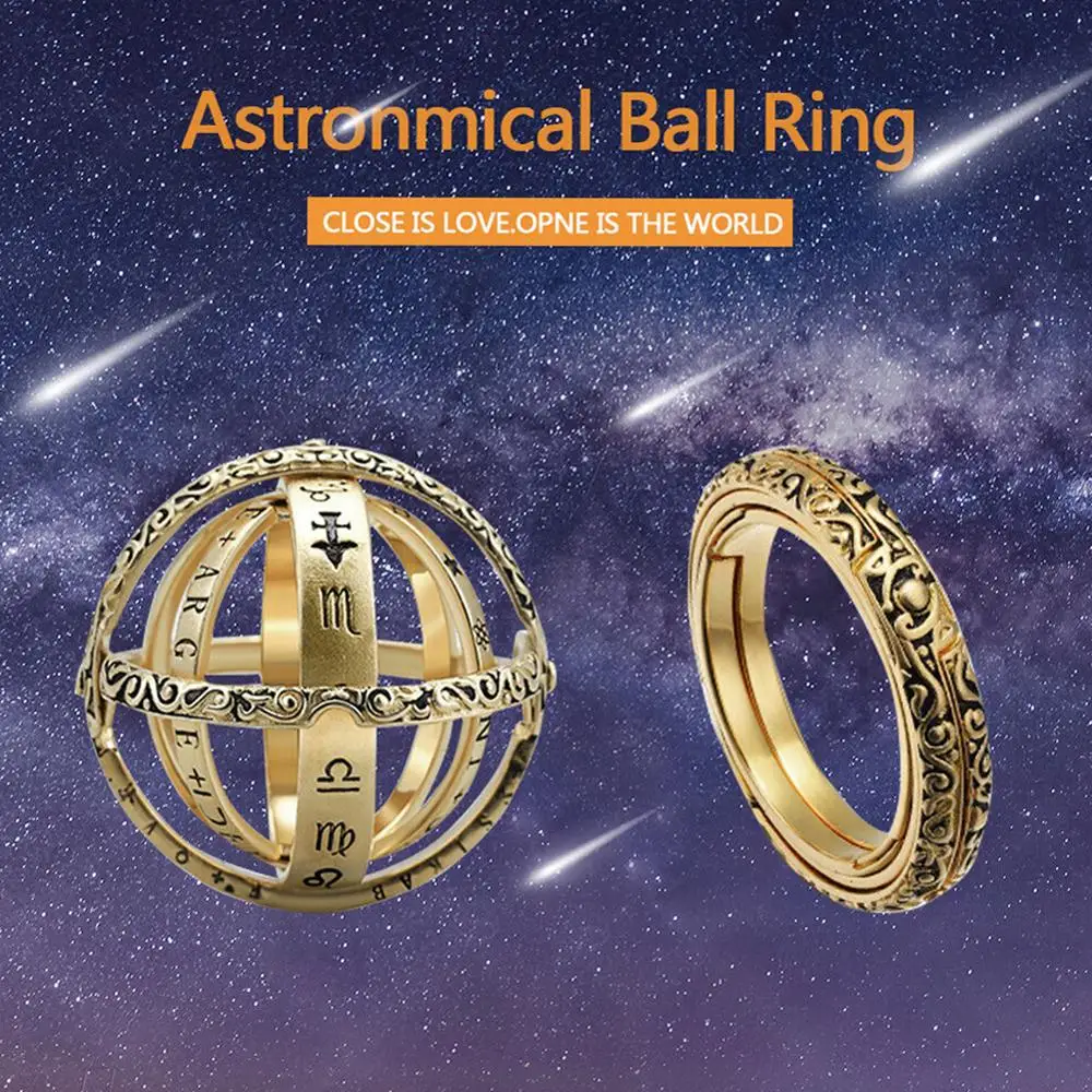 

Creative Astronomical Ball Ring Complex Rotating Cosmic Clamshell Astronomical Ring Universe Student Constellation Ring Jewelry