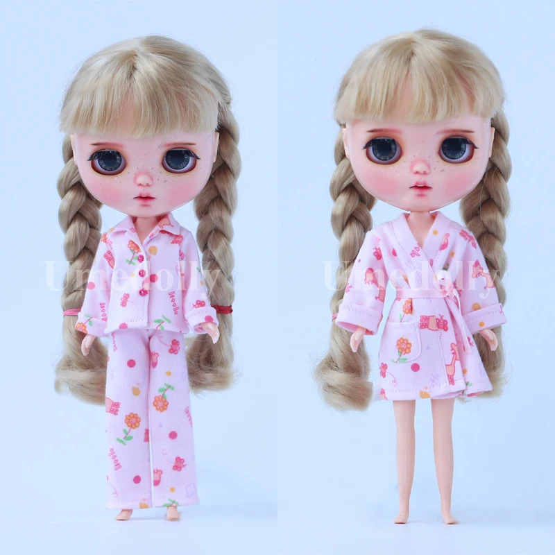 

1 Set Cute Blyth Doll Nightgown Pajamas for Licca, Holala, Middle Blyth, Ixdoll, 1/6BJD, OB11, Pullip Doll Clothes Accessory