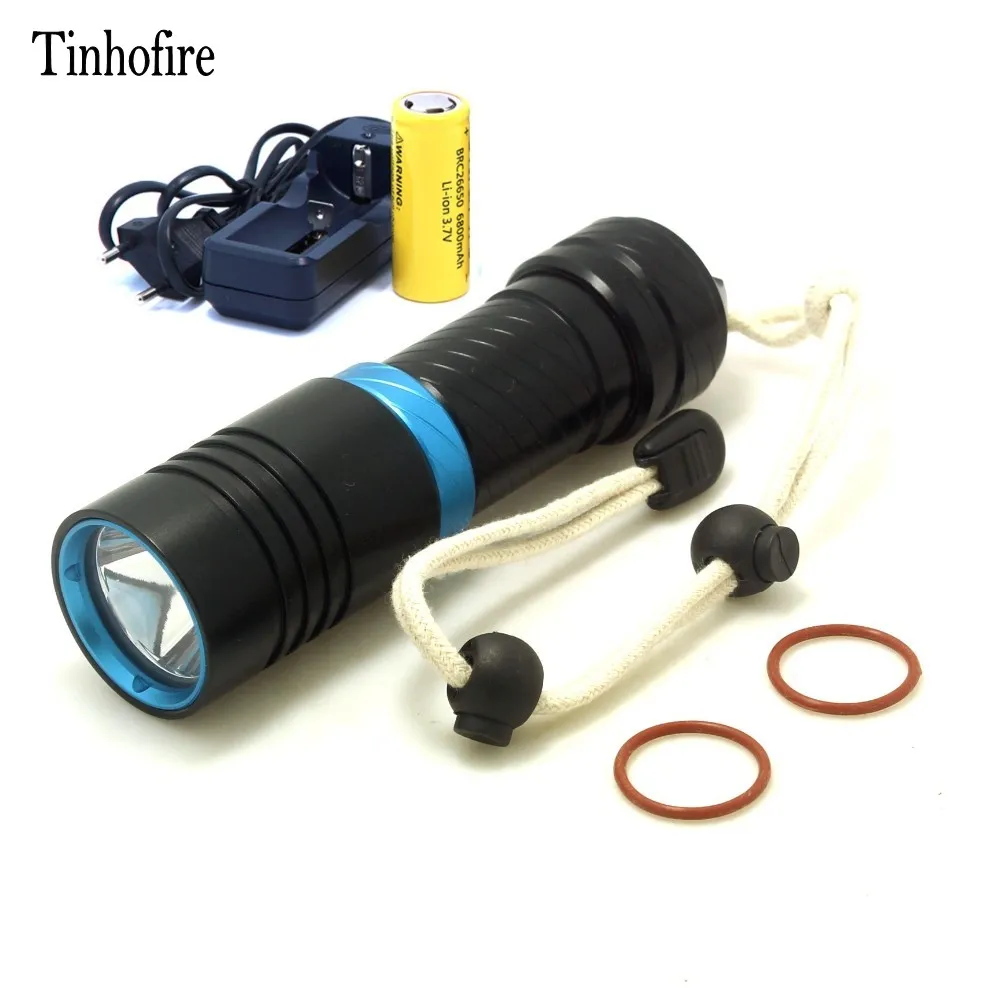

Tinhofire Underwater Diving 2000LM CREE XM-L L2 LED Torch diving depth 100M diving flashlight Light X1S+1x 26650 battery+Charger