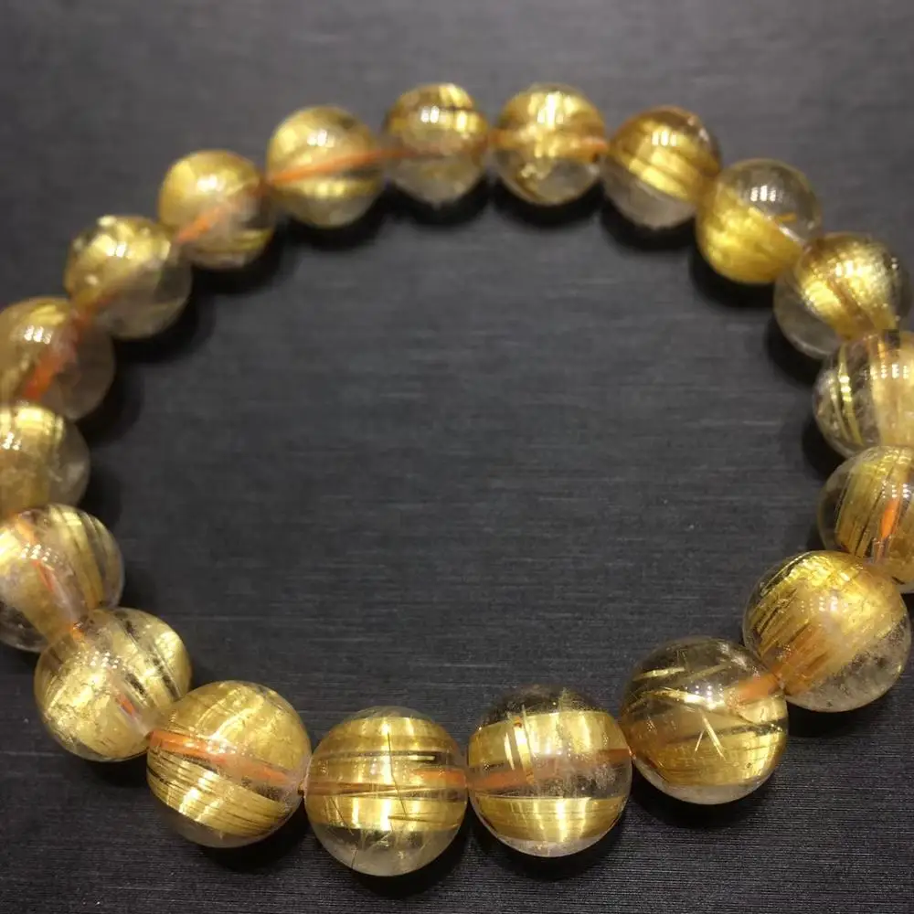 

Top Quality Natural Gold Rutilated Quartz Crystal Brazil Crystal Gemstone Rectangle Beads Bracelet 17x8mm Certificate AAAAAA