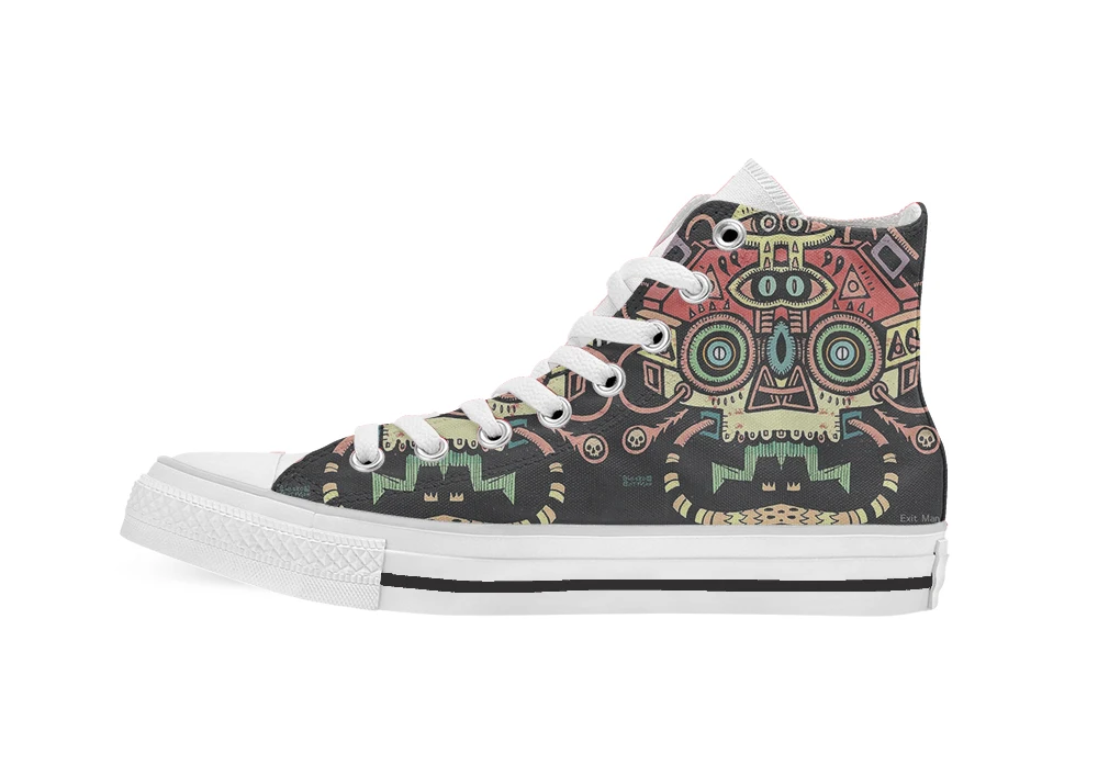 Alien Tribe Novelty Design High Top Canvas Custom Shoes flat Casual shoes Drop Shipping