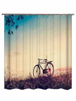 

Douchegordijn Landschap Bicycle Vintage Shower Curtain Fabric Polyester Douchegordijn Natuur Waterproof Bathroom Curtain