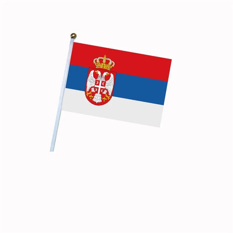 Serbia Национальный флаг, 5 шт., 14*21 см, Сербию, Нигерию, Австралию, Японию, Марокко, Панаму, Южную Корею, Саудовской Аравию, флаг для ручного развевания - Цвет: Serbia