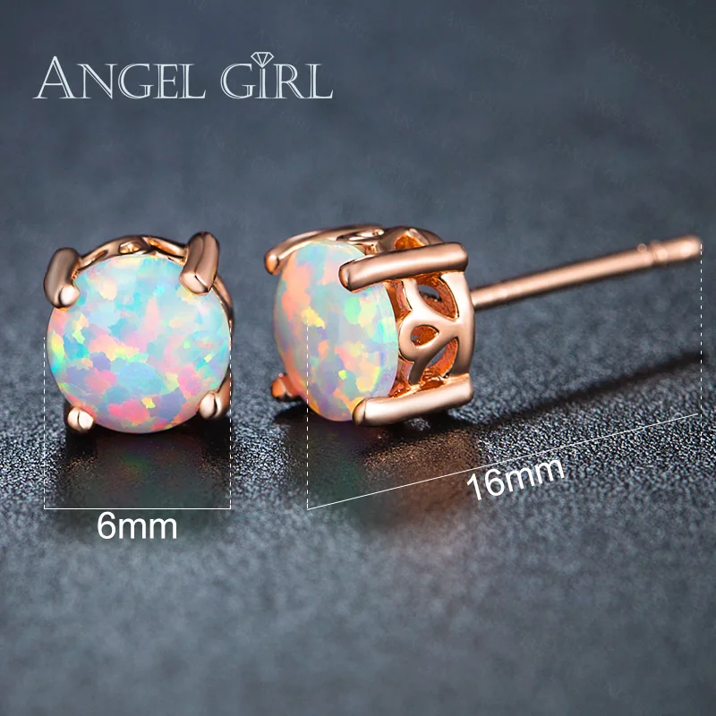 Angel-Girl-Hot-Sale-Earring-Accessories-Rose-Gold-Color-Round-Shape-Stud-Earrings-With-White-Opal (2)