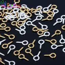 OlingArt – vis à ongles en forme de petits yeux de mouton, couleur argent foncé, pour pendentif perlé, bijoux, accessoires de bricolage, fermoirs, 10mm, 100 pièces/lot