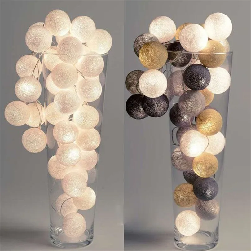 

Trecaan LED Cotton BALL String Light For Xmas Feast Table Ornament Light Lamp Led Strip Home Bedroom Decor Garlands