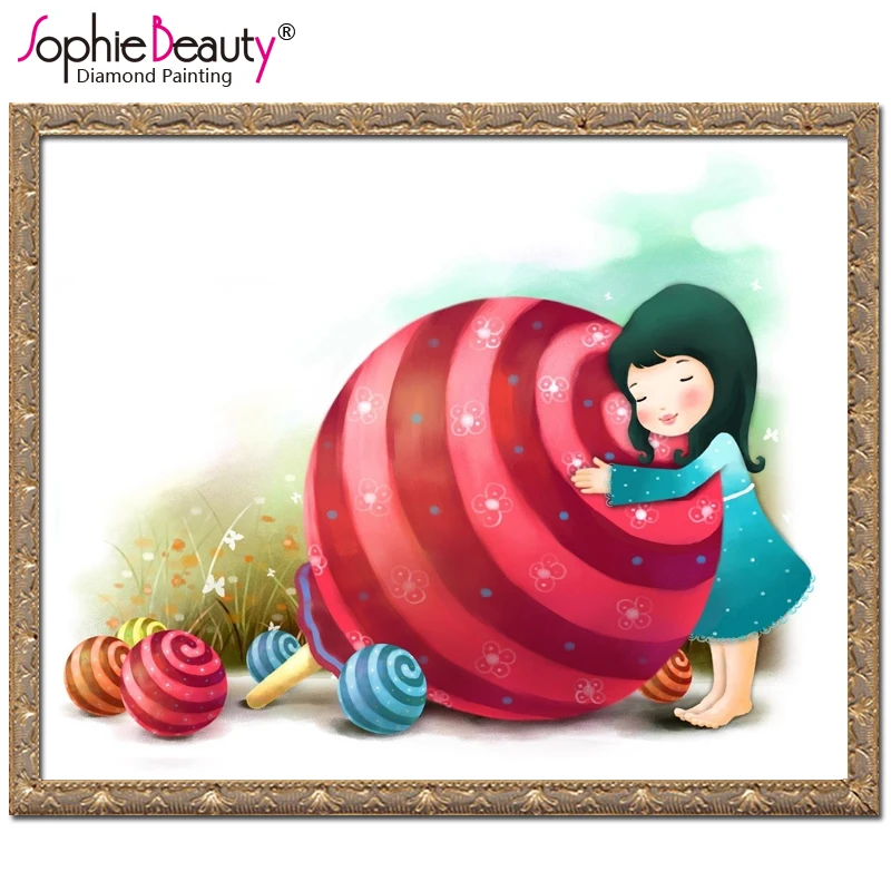 

2018 Time-limited Needlework Drill Diamond Embroidery Decor 5d Cross Stitch Characters Picture Rhinestone Painting Candy Girl