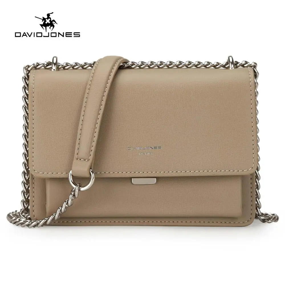 Billige DAVID JONES frauen handtasche faux leder weibliche umhängetaschen kleine dame kette schulter tasche mädchen messenger bag drop verschiffen