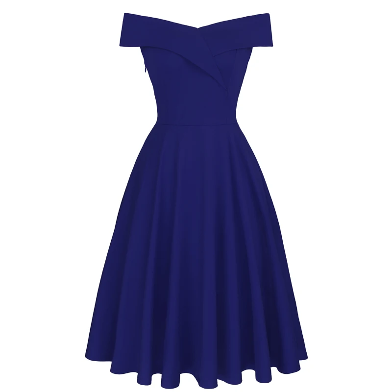 

Female Dress 2018 Summer Jurken Sexy Slash Neck Navy Blue Robe Vintage Retro Casual Party Pin up Rockabilly 50s 60s Women Dress