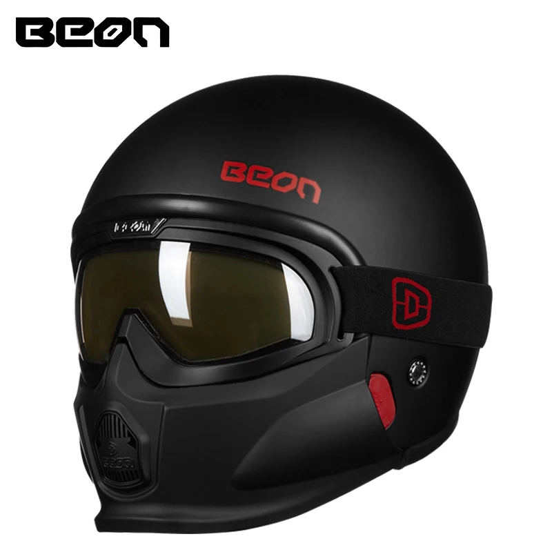 Beon мотоциклетный шлем Retor Jet Moto Racing Шлемы модульный открытый шлем для мотокросса шлем мотоциклетный шлем - Цвет: Черный