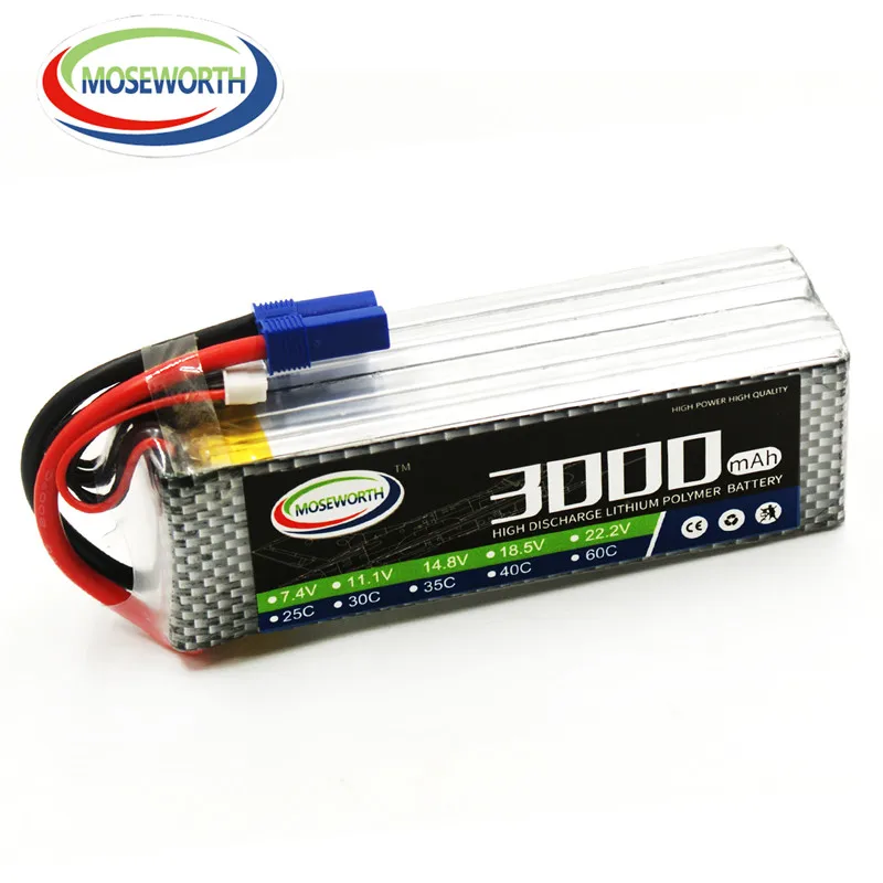 MOSEWORTH 6S RC Lipo battery 22.2v 3000mAh 40C Max 80C For RC Airplane