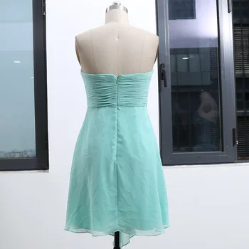 

MACloth Turquoise A-Line Strapless Knee-Length Short Crystal Chiffon Prom Dresses Dress M 262571 Clearance