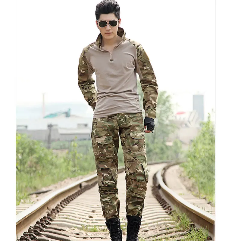Армейская боевая рубашка и штаны, тактическая Боевая форма с наколенниками, налокотники, камуфляжная одежда для охоты, костюм для тренировок