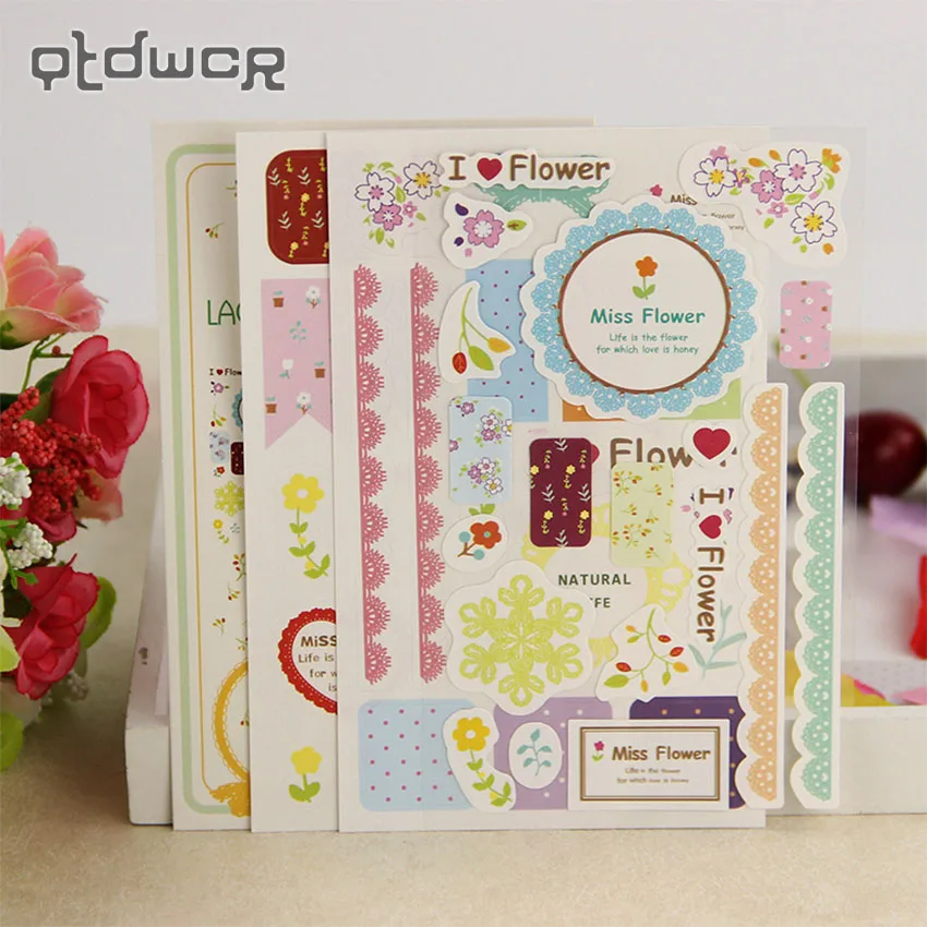 

3PCS/Set Korea Creative Lace Paper Sticker Calendar Diary Book Sticker Scrapbook Decoration Office Stationery Gift