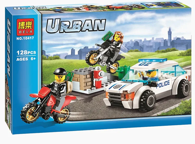 

128pcs High Speed Police Chase Set Car Motorbikes Building Bricks Blocks Toy Gift City 60042 Compatible With Lego