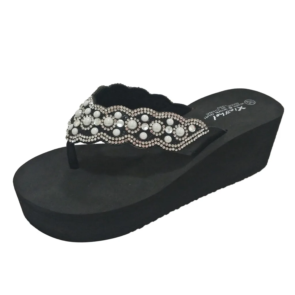 

SAGACE Slippers Fashion Rhinestones Wedges Flip Flops Women's Casual Beach Shoes High Quality Women's Slipper Ladies Shoes Sexy