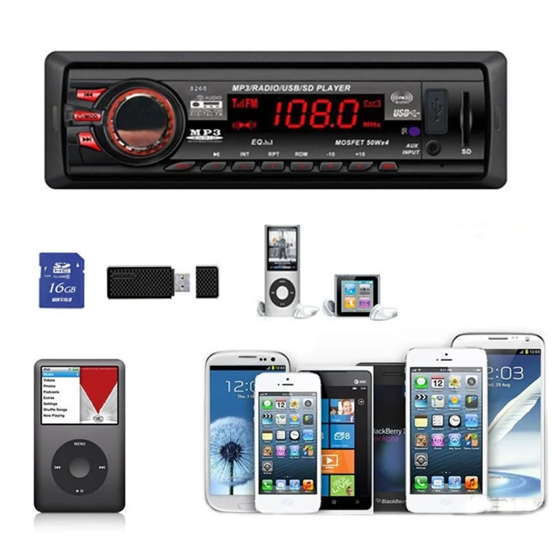 Горячая Распродажа Автомобильный Bluetooth стерео Aux Вход USB/SD/FM MP3 приемник плеер в тире 8268 салона YYH* Лучшая цена VICKY