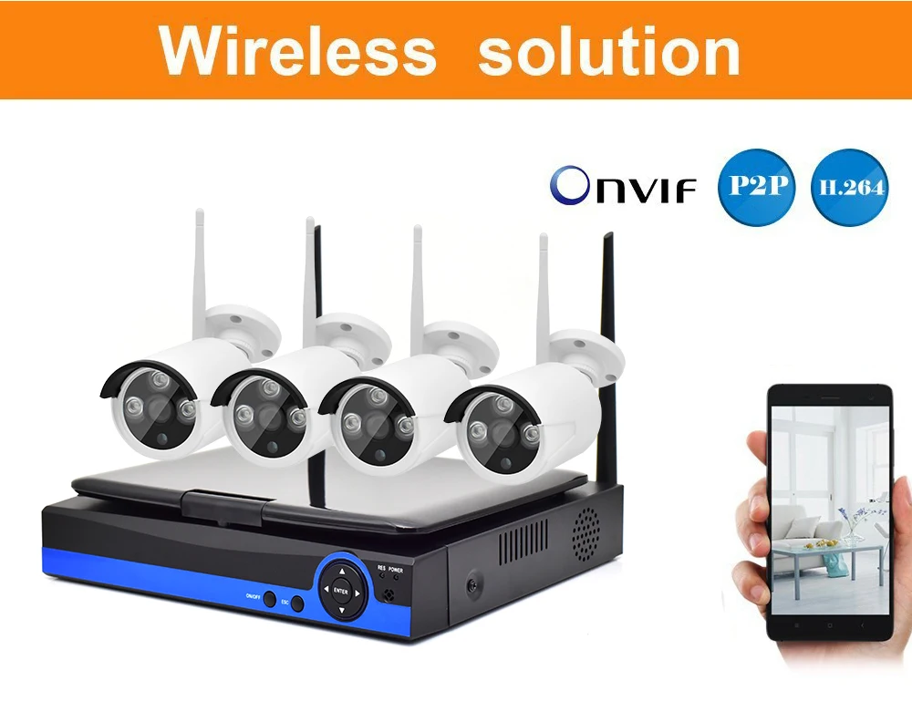 Wistino 4CH Wireless CCTV Security System Kits HD 720P Wifi Kit IP Camera Outdoor 1MP Video Monitor IR LCD NVR Screen Surveillance  (19)