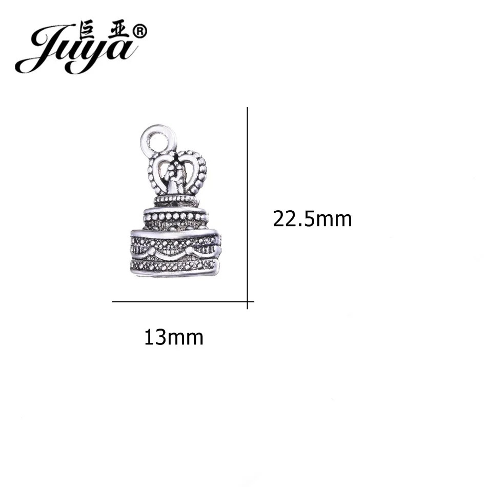 JUYA 15 шт./лот 22,5x13 мм сплав талисманы посеребренные прекрасный свадебный торт форма кулон для изготовления ювелирных изделий поставки DIY AO0638