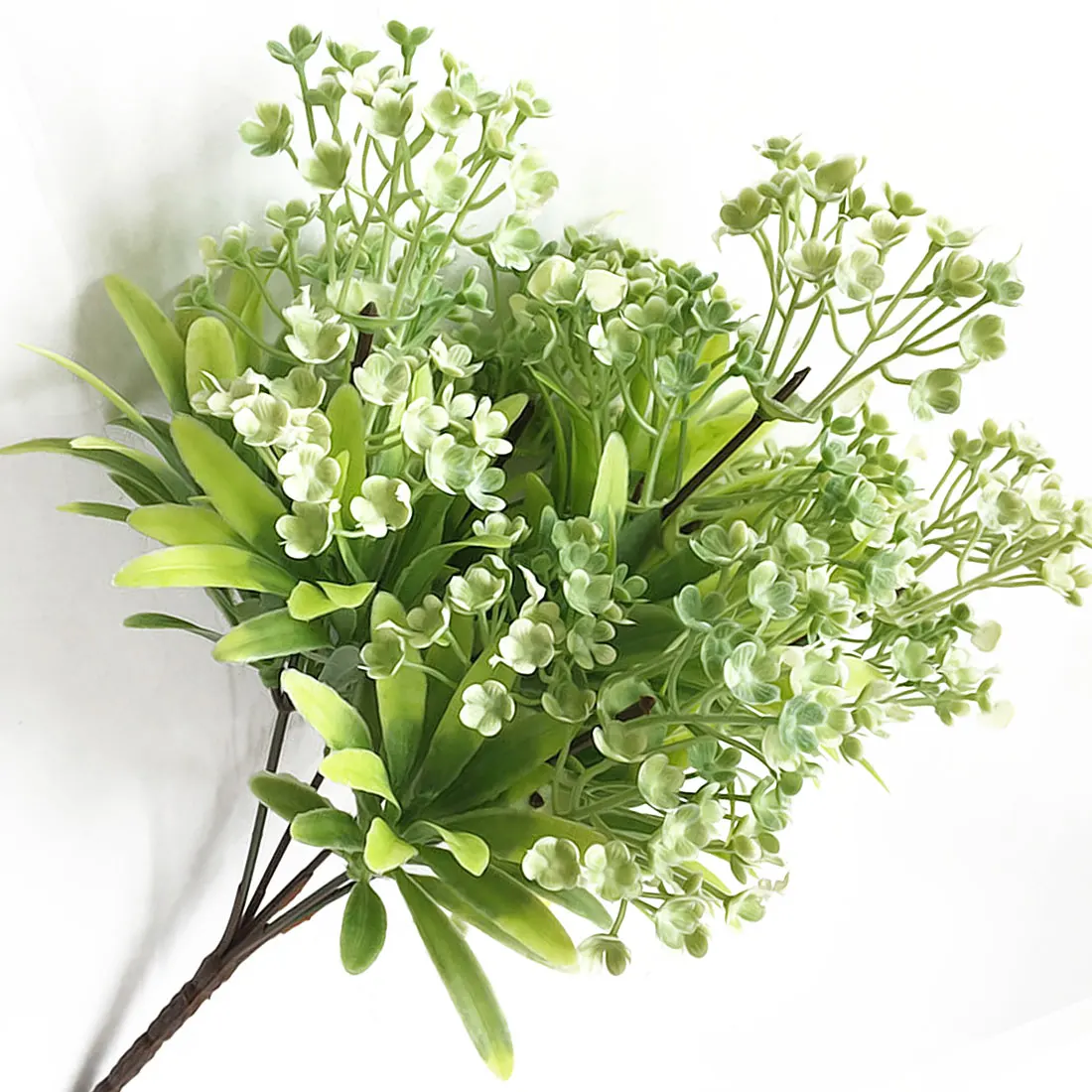 Пластиковое зеленое растение, искусственные листья периллы, искусственные цветочные растения для украшения дома, свадьбы, магазина - Цвет: style 1 White Cyan