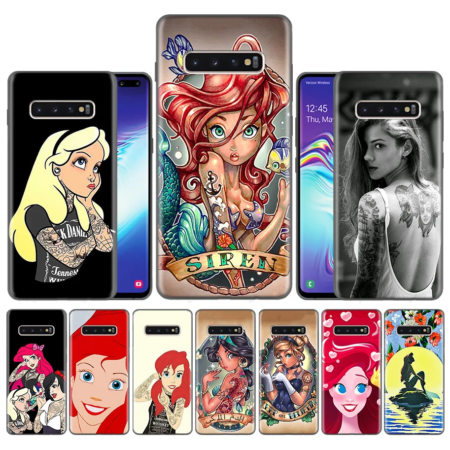 

Capas Case Coque for Samsung Galaxy S10 S9 S8 Plus 5G A30 A50 A70 A40 A20 Note 8 9 10 Cover Carcass Tattooed Alice Ariel Jasmine