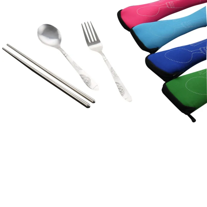 Acero inoxidable portátil Vajilla camping picnic juegos de vajillas lunch box lancheira 3 unids/set Acero inoxidable portátil Vajilla camping picnic juegos de vajillas lunch box lancheira 3 unids/set