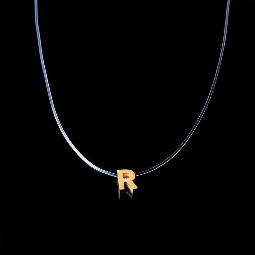 

SHE WEIER invisible chain necklace chocker neckless women choker letters pendant necklace stainless steel fashion bijoux name