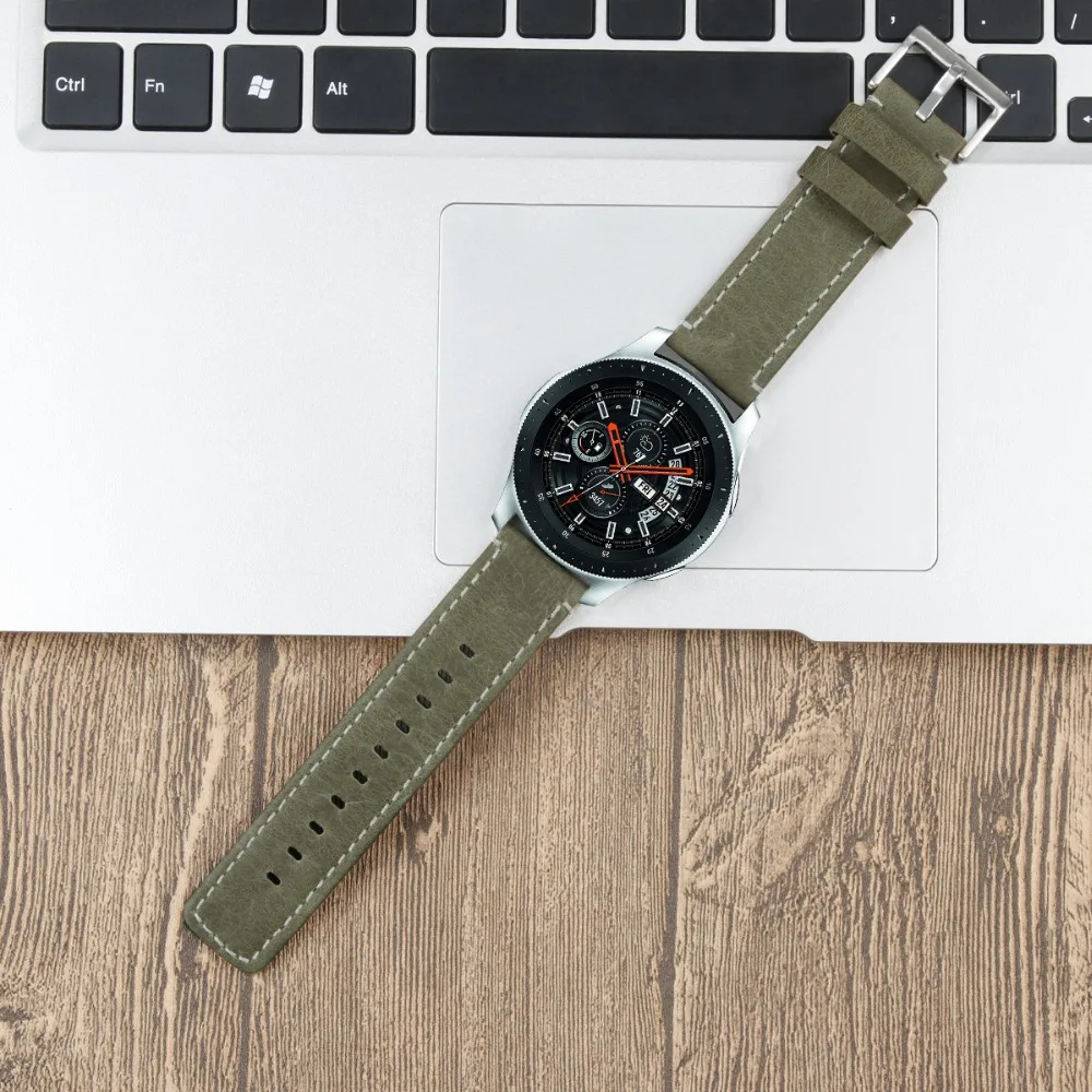 Ремешок кожаный для Samsung Galaxy Watch 46 мм быстросъемный браслет 22 мм|Смарт-аксессуары|