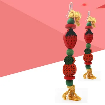 

New Arrival Home Bird Supplies Wood Hanging Colorful Bird Cage Fruits Shape And Rope Toy For Parrot Long Lasting Toy For Birds