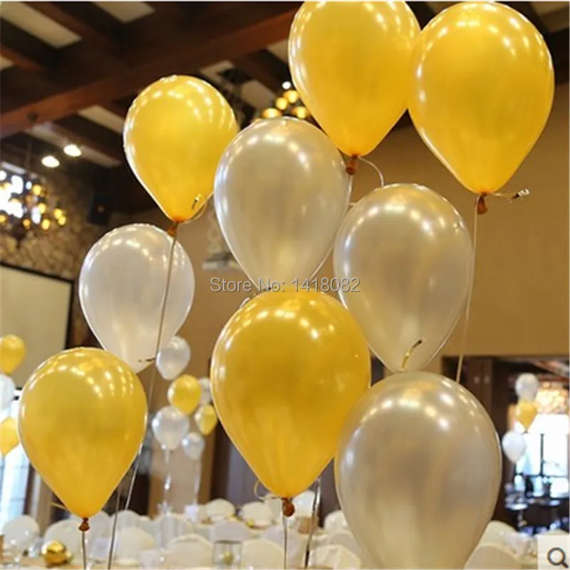 

100 pcs/lot 12 inch 2.8g Latex balloon Helium Round balloons Thick Pearl gold silver wedding balloons party wedding decoration