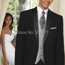 Индивидуальный заказ Slim Fit Жених Смокинги для женихов Белый Черный Best мужские свадебные дружки/Для мужчин Костюмы Жених(куртка+ Брюки для девочек+ галстук+ жилет