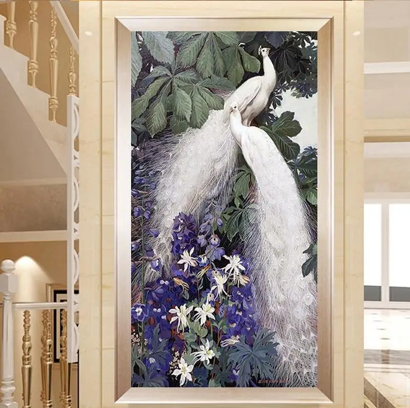 DIY Diamond Painting 5D Full Round Diamond Embroidery Vertical version peacock,Cross Stitch,Rhinestone Diamond Mosaic Sale