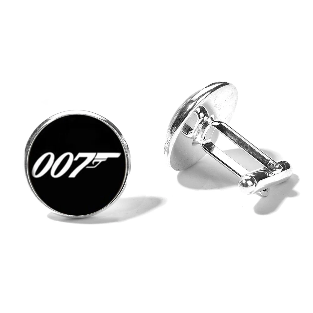 SONGDA James Bond 007 запонки для мужчин бренд классический черный и белый 007 узор стеклянный купол рубашка темперамент манжеты кнопки-звенья - Окраска металла: Style 1